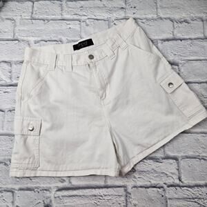 Vintage 90s Y2K Women's riveted by Lee White Denim Cargo Shorts size 10M